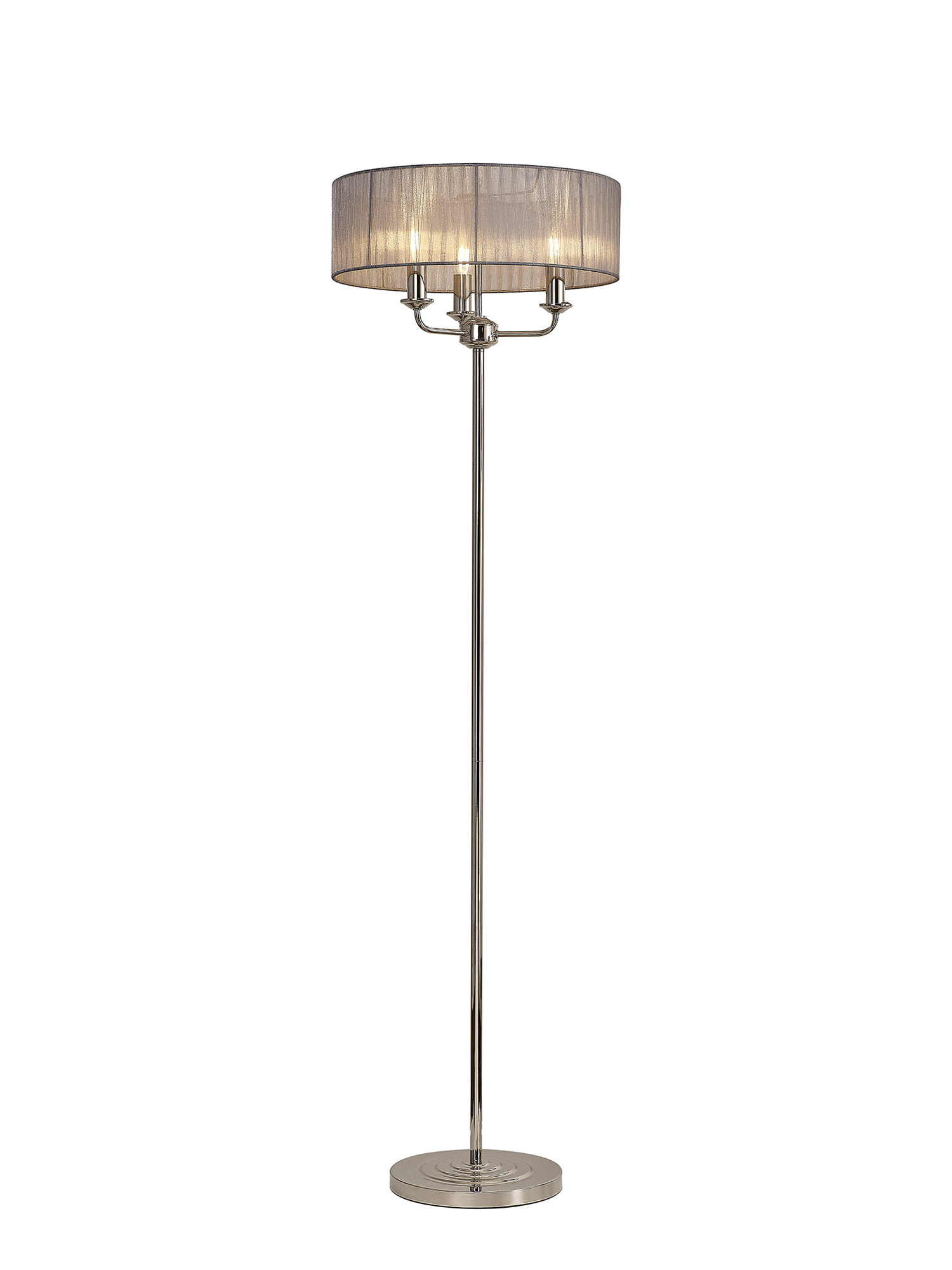 DK0890  Banyan 45cm 3 Light Floor Lamp Polished Nickel; Grey